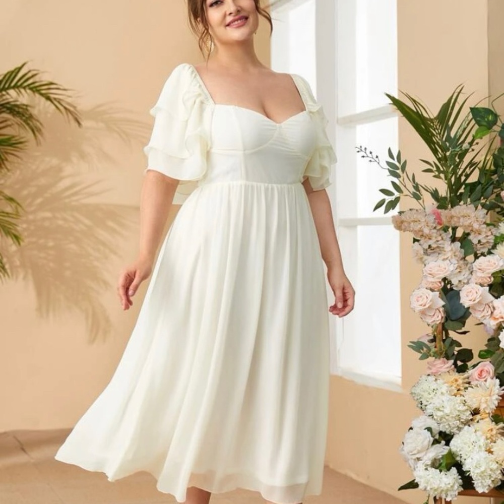 SHEIN Curve layered sleeve overlay dress